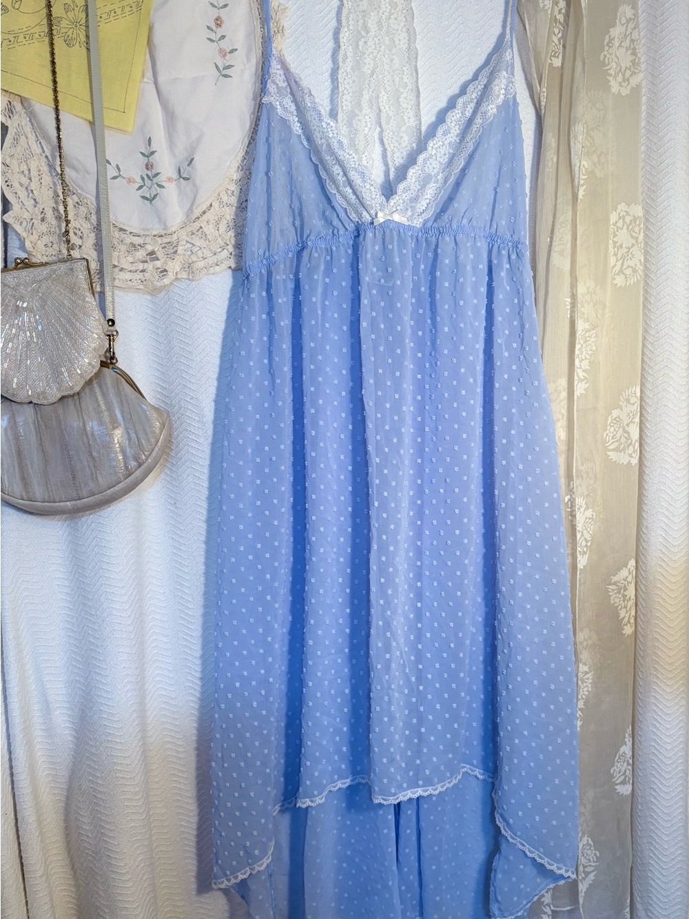 Light Blue Lace-Trim Slip Dress XL
